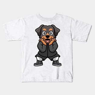 Shocked Rottweiler Cartoon Kids T-Shirt